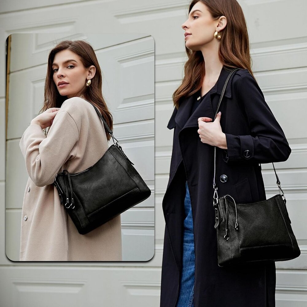 Women Black Genuine leather Imported Purses Handbag Crossbody Bags - Picture 2 of 7